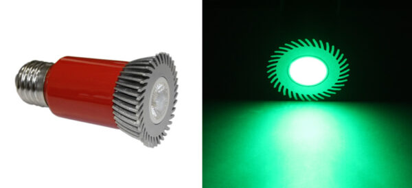 LED Λάμπα Ισχύος Ε27 3W 230V 1 Led Εναλ.Φακό 30° Πράσινο