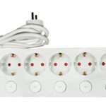 Πολύπριζο με Καλώδιο 3x1.5mm² 1.5μ 6 Σούκο,6 Διακοπτες Λευκό