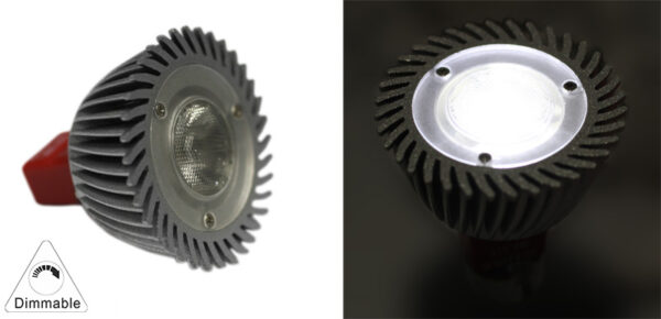 LED Ισχύος MR16 3W 12VAC/DC 1 Led Ντιμαρ.ΕΝ.Φακό 30° Ψυχρό