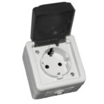 Πρίζα Σούκο Μονή Εξωτερικη Στεγανή IP54 16A Γκρι