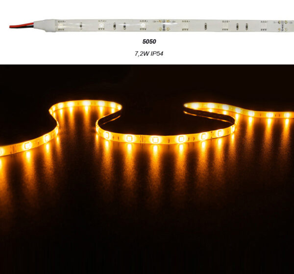 Ταινία LED 5m 12VDC 7.2W/m 5050 30LED/m Πορτοκαλί IP54 ECO