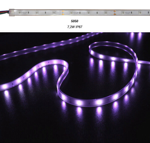 Ταινία LED 5m 12VDC 7.2W/m 5050 30LED/m RGB IP67
