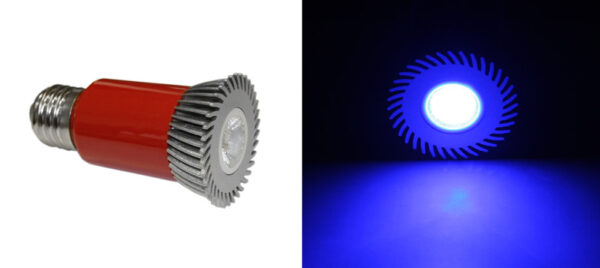 LED Λάμπα Ισχύος Ε27 3W 230V 1 Led Εναλ.Φακό 30° Μπλε