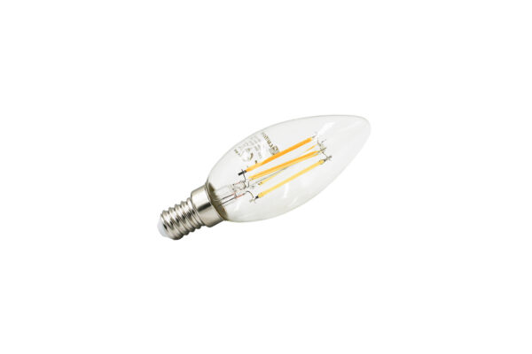LED Λάμπα COG Κεράκι Διάφανο Ε14 4W 230V Θερμό 2800K