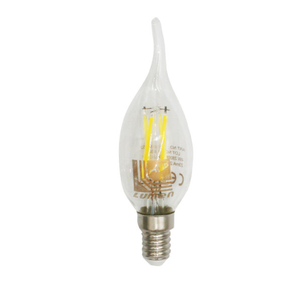 LED Λάμπα COG Κεράκι Διάφανο με Μύτη Ε14 4W 230V Θερμό 2800K