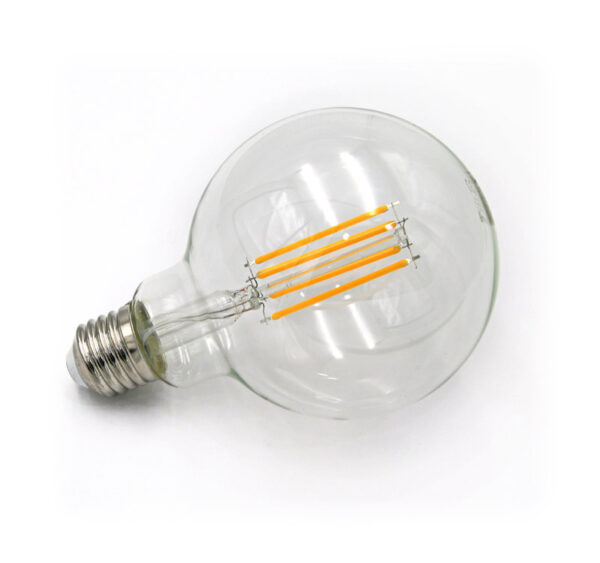 LED Λάμπα COG GLOBE Φ95 Διάφανο Ε27 8W 230V Θερμό 2800K