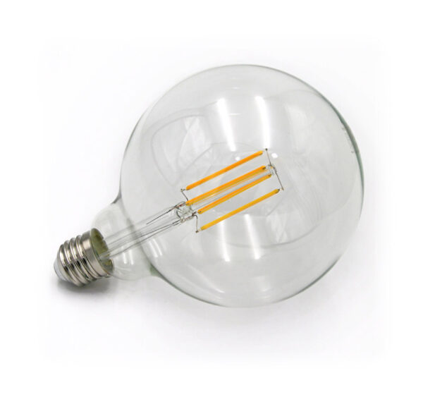 LED Λάμπα COG GLOBE Φ125 Διάφανο Ε27 10W Ντιμαριζόμενο Θερμό 2700K