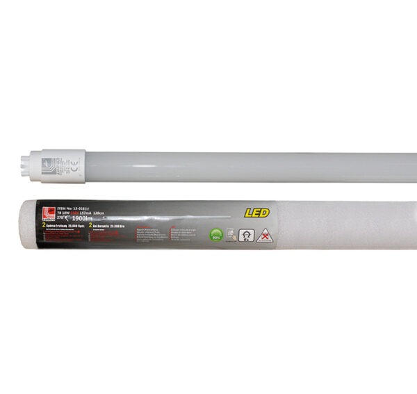 LED Λάμπα T8 120cm 18W 230V Διπλής Τροφοδοσίας Θερμό 3000K