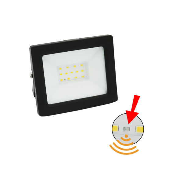 Προβολέας LED 10W Φωτοκύτταρο 4000Κ IP65 Μαύρος