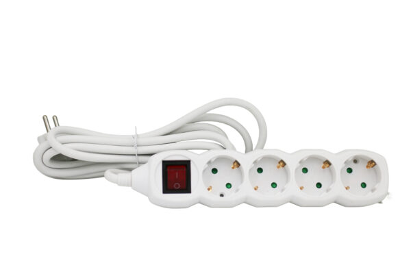 Πολύπριζο με Διακόπτη+Καλώδιο 3x1.5mm² 3μ 4 Σούκο Λευκό