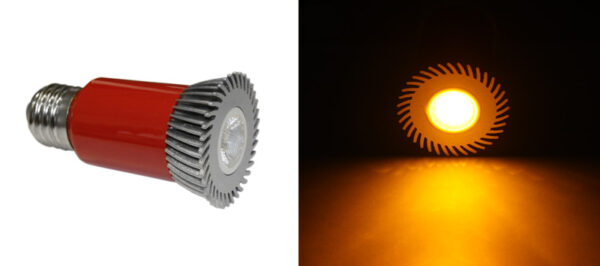LED Λάμπα Ισχύος Ε27 3W 230V 1 Led Εναλ.Φακό 30° Πορτοκαλί