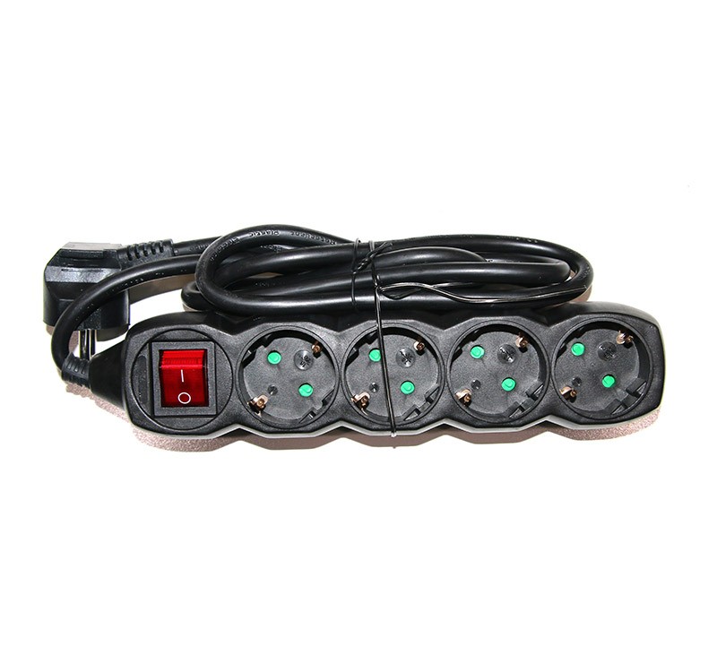 0 Πολύπριζο με Διακόπτη+Καλώδιο 3x1.5mm² 1.5μ 4 Σούκο Μαύρο - Image 1