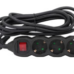 Πολύπριζο με Διακόπτη+Καλώδιο 3x1.5mm² 3μ 3 Σούκο MΑΥΡΟ