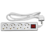 Πολύπριζο με Διακόπτη+Καλώδιο 3x1mm² 1.5μ 4 Σούκο Λευκό