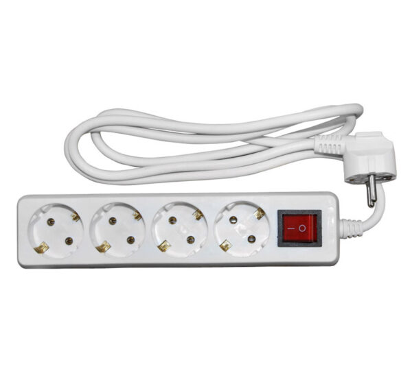 Πολύπριζο με Διακόπτη+Καλώδιο 3x1mm² 1.5μ 4 Σούκο Λευκό