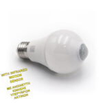 LED Λάμπα Αχλάδι Ε27 12W ME Ανιχνευτή Κιν.YΠΕΡΥΘΡΩΝ Ακτινων 4000K