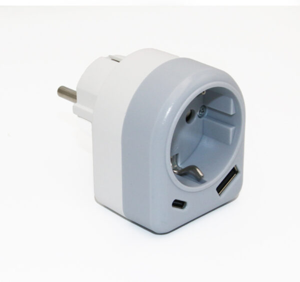 Ταχυφορτιστης Φις Σούκο Θηλυκό&USB+TYPEC Θυρες 18W 16A Γκρι