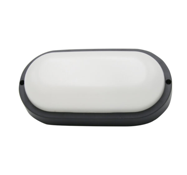 LED Απλίκα PC Οβάλ 205x105mm 12W 4000K IP54 Γκρι Σκουρο