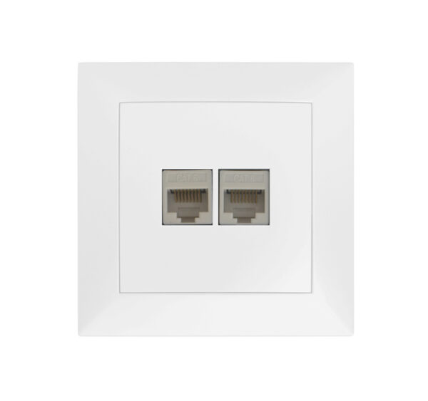 Πρίζα DATA RJ45 Cat.6+Τηλεφώνου RJ11 Πλήρης Λευκή