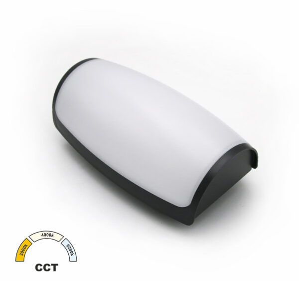 LED Απλίκα PC Ορθογώνια Οβάλ 12W CCT IP65 Γραφίτης