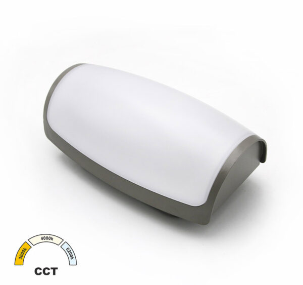 LED Απλίκα PC Ορθογώνια Οβάλ 12W CCT IP65 Γκρι