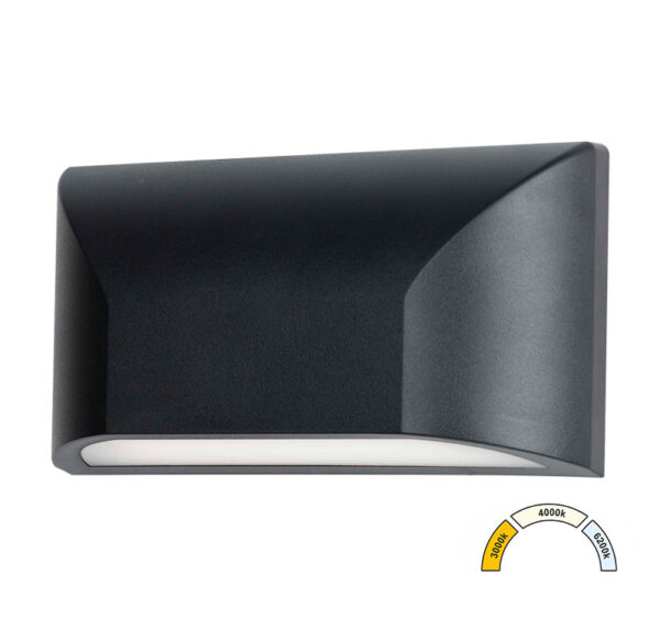 LED Φωτιστικό PC Επίτοιχο Οβάλ Μονής Κατευθ.6W CCT IP65 Γραφίτης