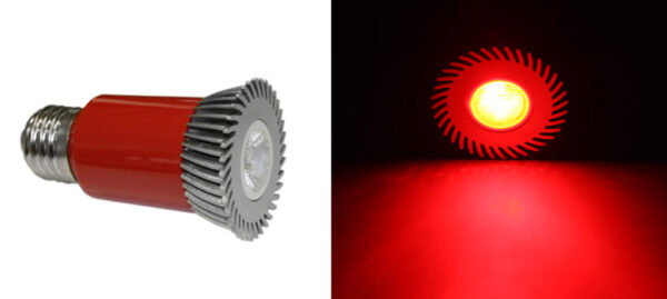 LED Λάμπα Ισχύος Ε27 3W 230V 1 Led Εναλ.Φακό 30° Κόκκινο
