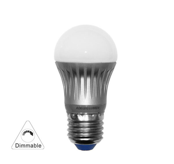 LED Λάμπα Σφαιρικό Ασημί Αλουμίνιο Ε27 5W Ντιμαριζόμενη Ψυχρό