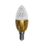 LED Λάμπα Κεράκι Αλουμιν Διάφανο Χρυση Βάση Ε14 3W Ψυχρό