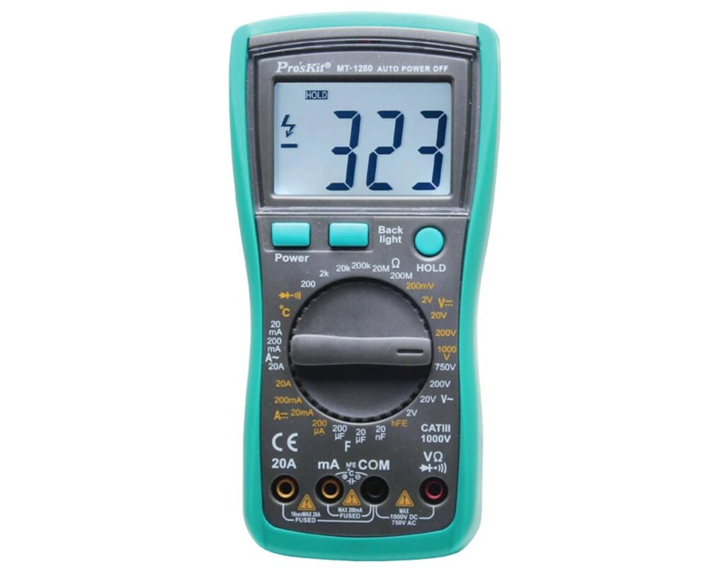 01.033.0099 Πολύμετρο Ψηφιακό STANDARD + TRUE RMS + BUZZER + ΧΩΡΗΤΙΚΟΤΗΤΑ + Θερμοκρασία (20A) MT-1280 S/PRO'SKIT - Image 1