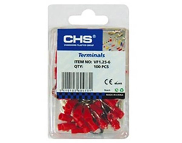 Ακροδέκτης με Μόνωση Οπής Κόκκινος 6.5 RV1.25-6 σε BLISTER των 100 CHS