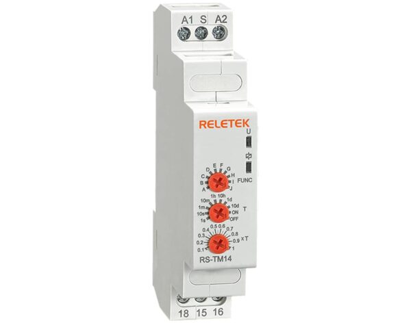 Χρονικό RELAY Ράγας 10 Λειτουργιών 1C/O 12-240VAC/DC RS-TM14 RELETEK
