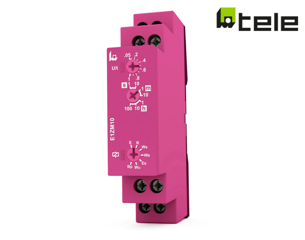 01.077.0843 Χρονικό RELAY Ράγας 8 Λειτουργιών 1C/O 12-240VAC/DC E1ZM10 Ροζ TELE HAASE - Image 1