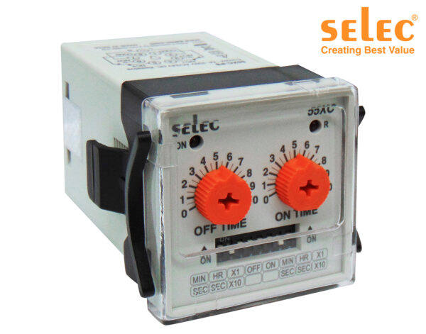 Χρονικό RELAY Πίνακος 8P Ασύμμετρο ΦΛΑΣΕΡ 2C/O 48X48 20-240VAC/DC 55XC-P8-G SELEC