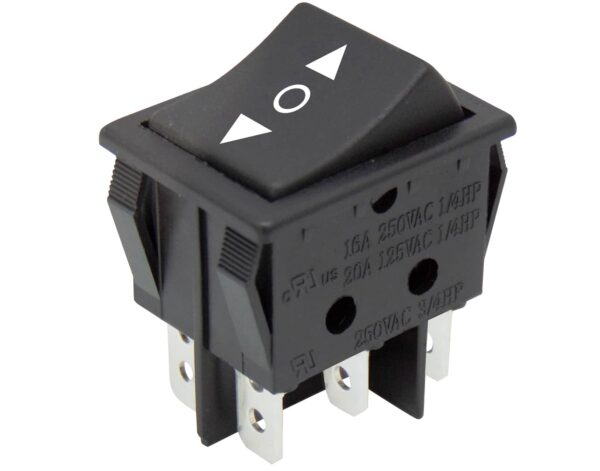 ΔΙΑΚΟΠΤΗΣ ROCKER ΜΕΓΑΛΟΣ 6P (ON)-OFF-(ON) 16A/250V ΜΑΥΡΟΣ PS8C-5 BEJ/DIE