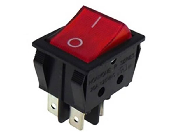 Διακόπτης ROCKER Μεγάλος 4P με Λυχνία ON-OFF 22A/250V Κόκκινος R210 HNO