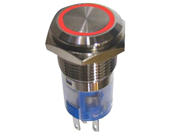 Διακόπτης Στρογγυλός ON-OFF Φ16 Μεταλλικός με LED 12V Κόκκινο HBS1AGQ DHE