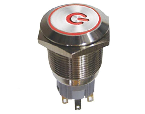 Διακόπτης Στρογγυλός ON-OFF Φ19 Μεταλλικός με LED 12V POWER Κόκκινο HBS1 DHE