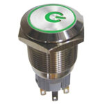 Διακόπτης Στρογγυλός ON-OFF Φ19 Μεταλλικός με LED 12V POWER Πράσινο HBS1 DHE