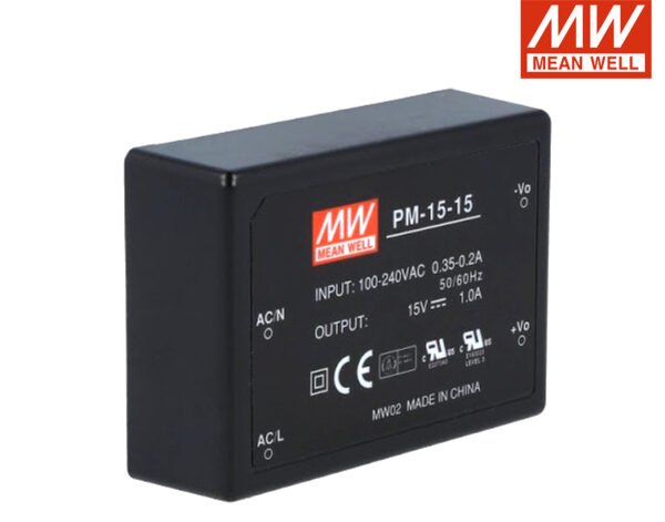 Τροφοδοτικό 15W/15VDC/1A PCB MEDICAL PM-15-15 MEAN WELL