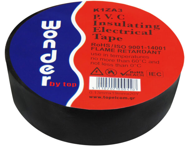 ΤΑΙΝΙΑ ΜΟΝΩΤΙΚΗ PVC 0.13X19X20Y ΜΑΥΡΗ K1ZA3 WND