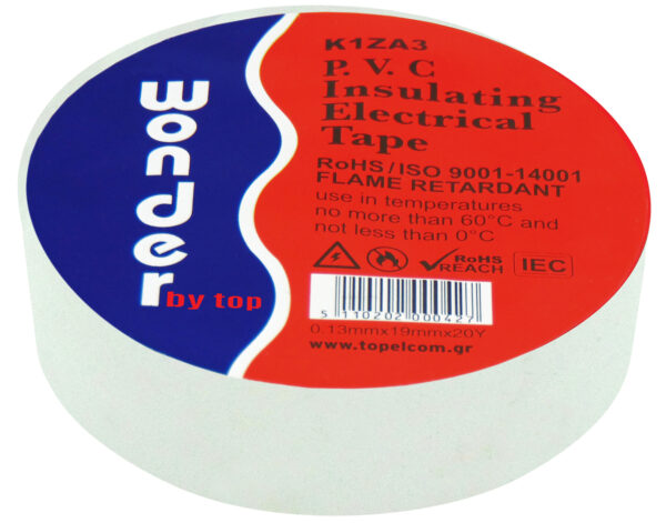 ΤΑΙΝΙΑ ΜΟΝΩΤΙΚΗ PVC 0.13X19X20Y ΛΕΥΚΗ K1ZA3 WND