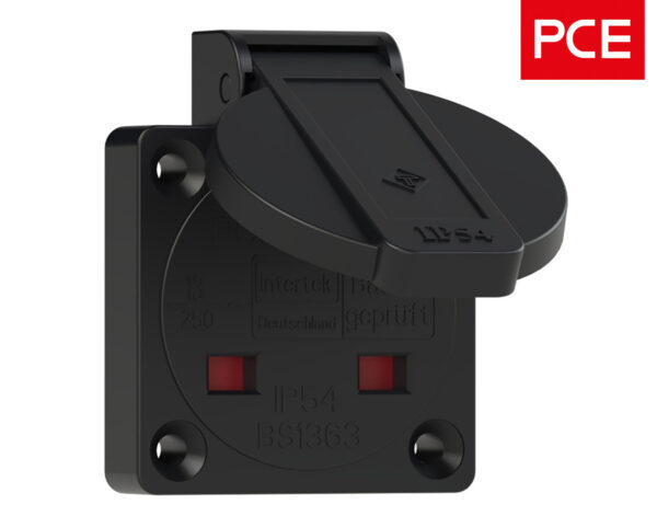 ΠΡΙΖΑ ΧΩΝΕΥΤΗ UK 3P 13A ΜΕ ΚΑΠΑΚΙ IP54 ΜΑΥΡΗ 1020-5s PCE