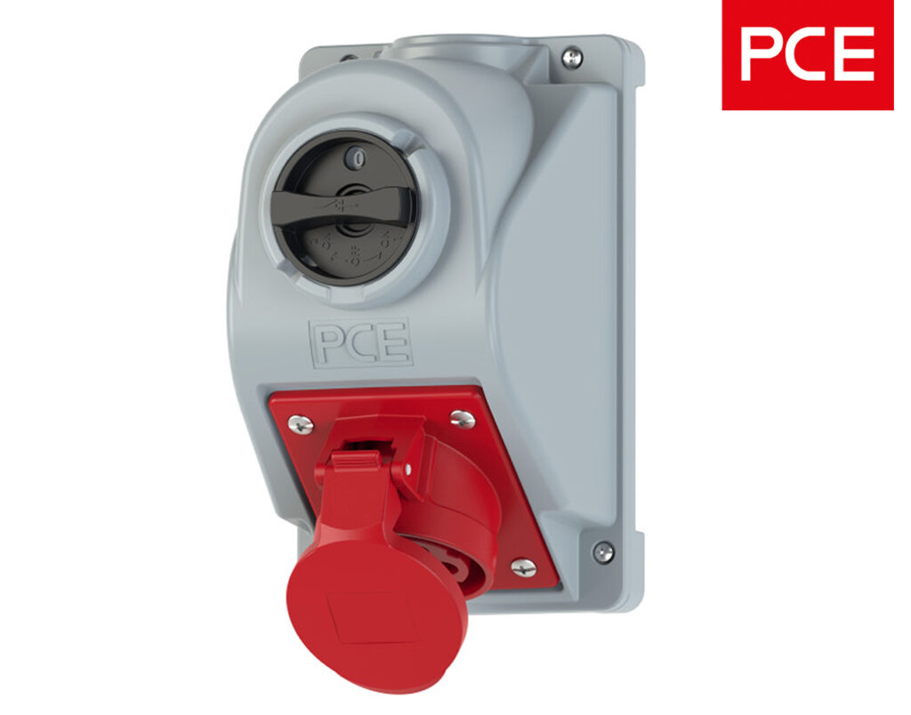 03.004.0075 Πρίζα Τοίχου Θηλυκή 5P 16A με Διακόπτη IP44 96061550 PCE - Image 1