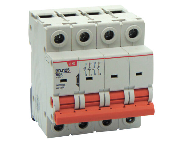 Διακόπτης Ράγας 4P 100A 415VAC BDJ125 LG
