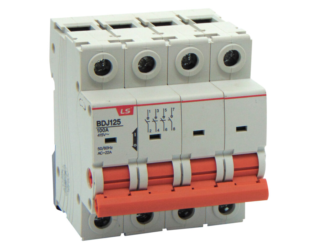 03.009.0056 Διακόπτης Ράγας 4P 100A 415VAC BDJ125 LG - Image 1