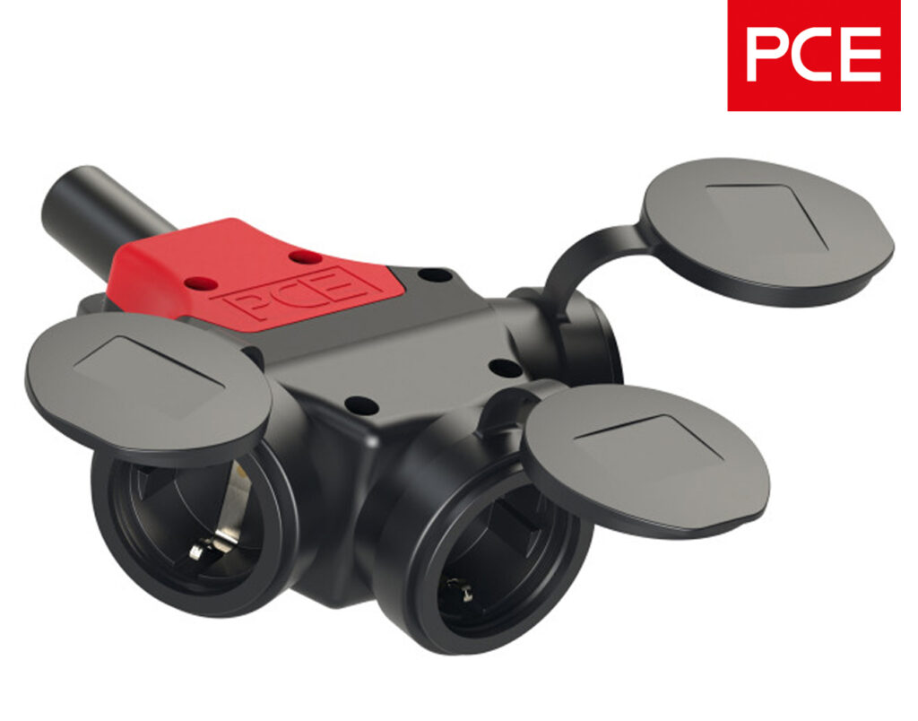 03.026.0004 ADAPTOR Βιομηχανικό 3 Θέσεων Καουτσούκ με Καπάκι IP44 25311-s PCE - Image 1