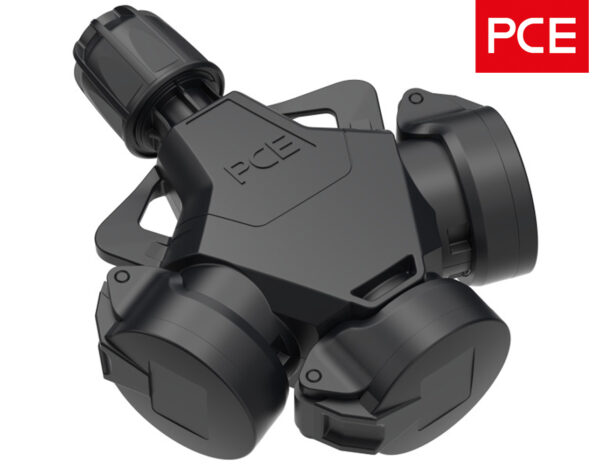 ADAPTOR Βιομηχανικό 3 Θέσεων Καουτσούκ με Καπάκι IP54 Μαύρο 253822-ss PCE