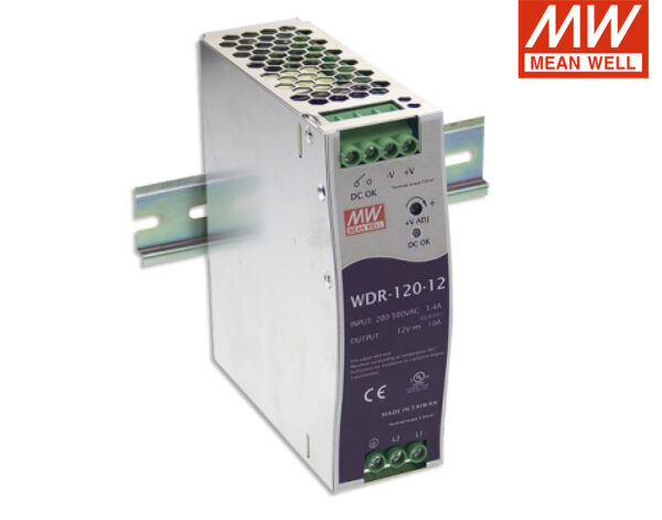 Τροφοδοτικό Ράγας 120W/12VDC/10A SLIM WIDE INPUT 1Φ, 2Φ WDR-120-12 MEAN WELL