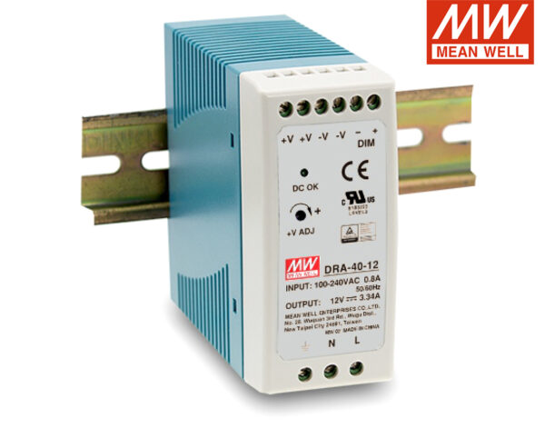 Τροφοδοτικό Ράγας 40.08W/12VDC/3.34A DIMMABLE DRA-40-12 MEAN WELL
